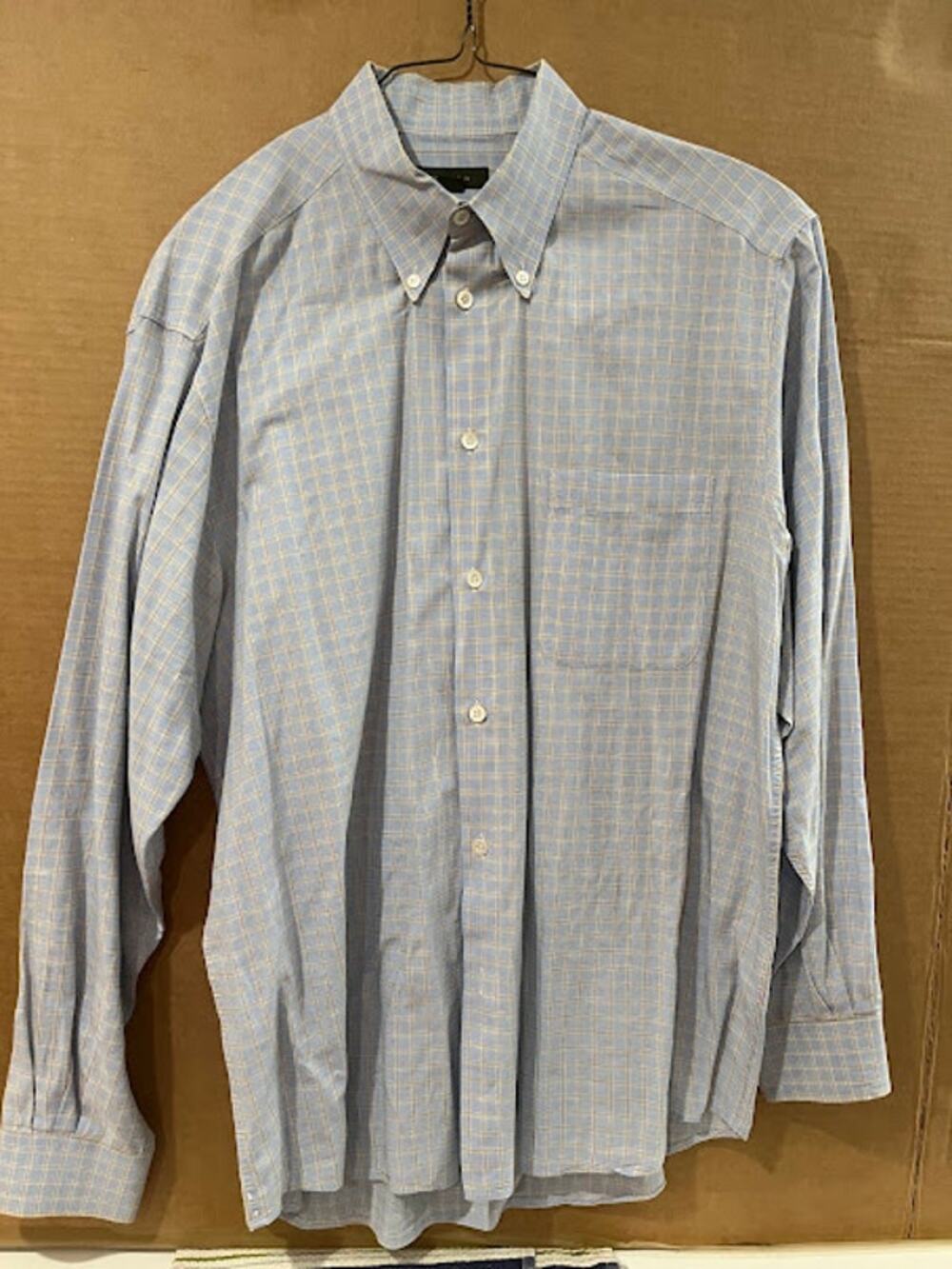 VTG Ermenegildo Zegna Shirt Mens Light Blue Plaid Button Down XL